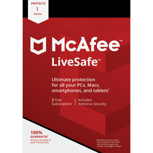 McAfee LiveSafe - 3 Year, 1 Device (Download)